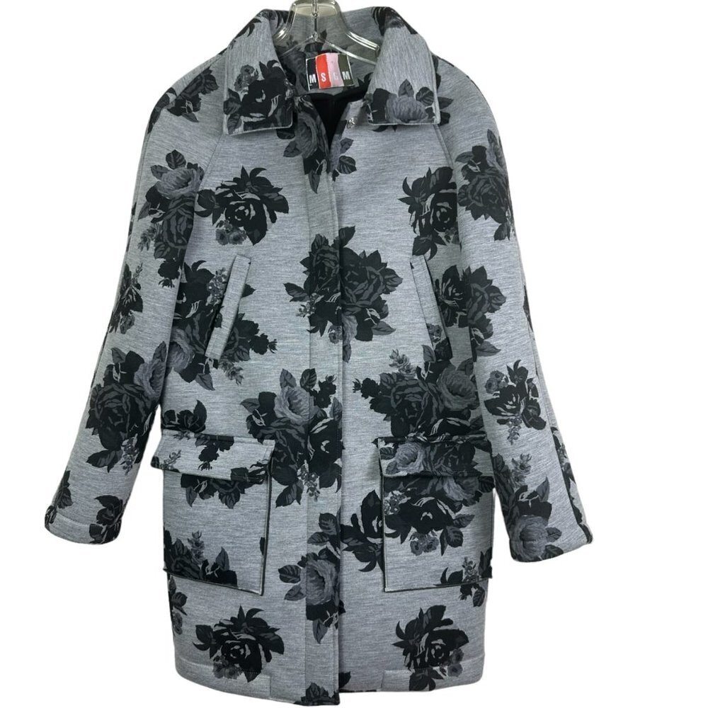 MSGM‎ Grey Black Floral Jacket Coat Size Medium